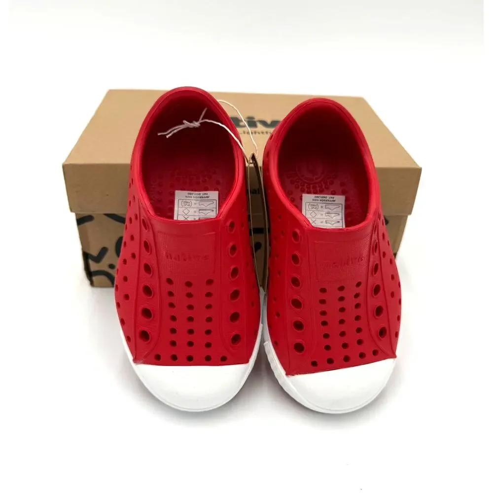 NEW Native Jefferson Child Shoes - Torch Red/Shell White - c6 (toddler 6)